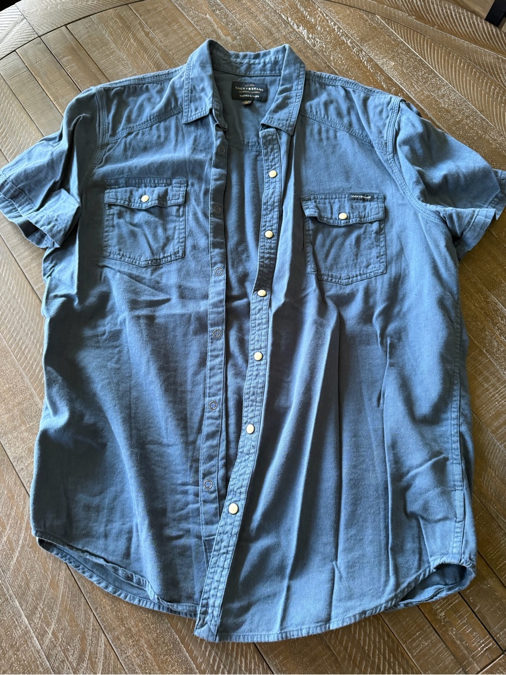 Lucky Brand Men's Short-Sleeve Button-Down Shirt in Blue